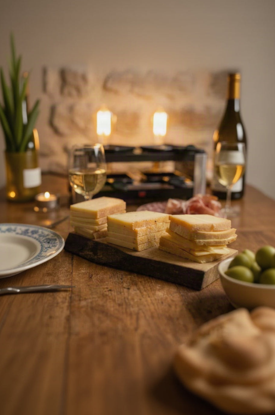 Au milieu d'une table avec un service à raclette